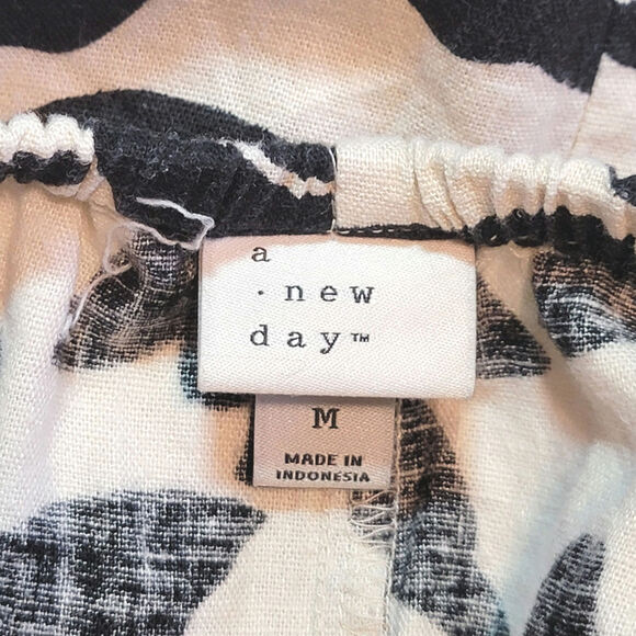 A New Day Floral Linen Blend Dress Loose Fit Sleeveless Midi Black & Cream M - Picture 12 of 15